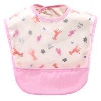 日本防水幼兒魔術貼飯衣 (無袖 -- 小動物粉色)